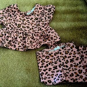 Two piece pink leopard 6 month baby girl outfit